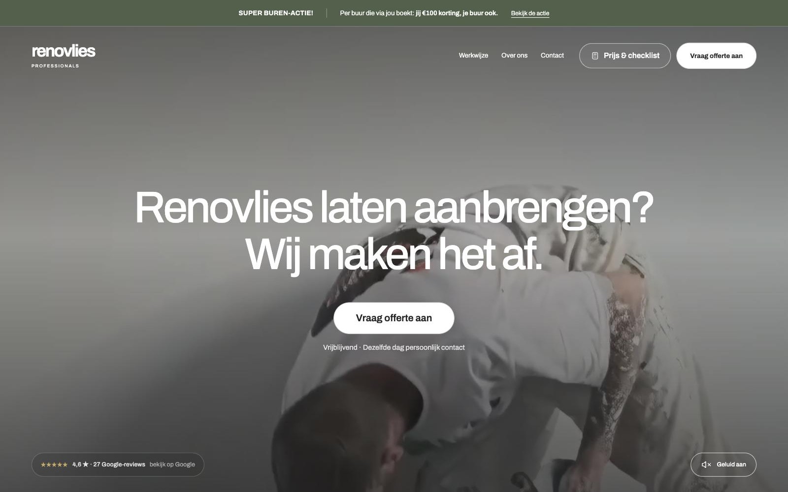 De homepage van renovliesprofessionals.nl